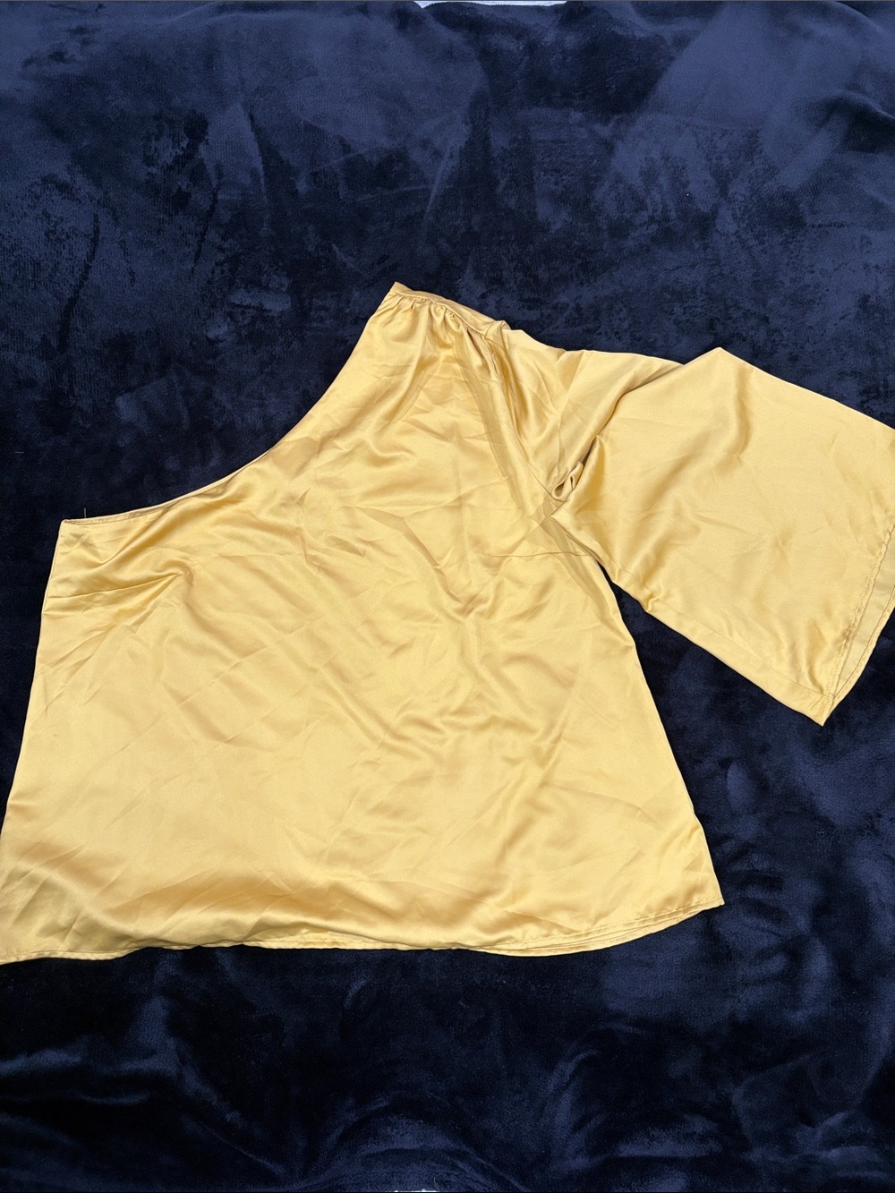 One-Shoulder Mustard Yellow Satin Top